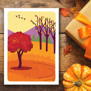Paysage d'automne Arbres, Feuilles Carte vierge