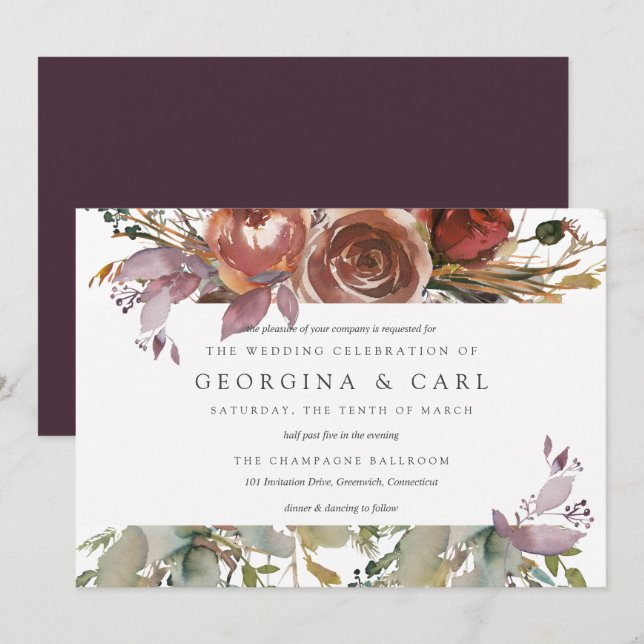 Paysage de Butterum & Plum Faire-part de mariage (Devant / Derrière)