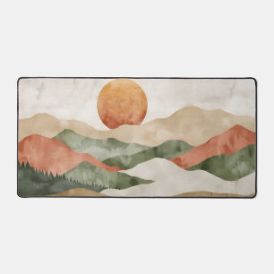 Paysage de montagne à l'aquarelle Japandi minimali