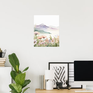 Paysage de montagne aquarelle moderne art mural