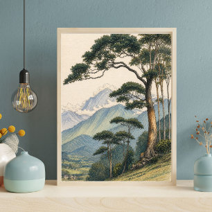 Paysage de Montagne Artistique Impression d'Arbr