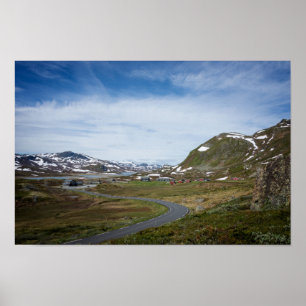 Paysage de montagne en Norvège affiche