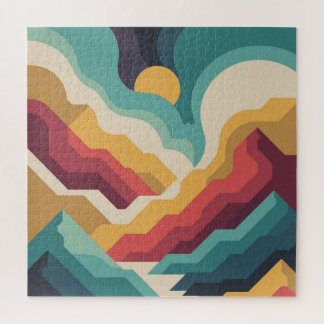 Paysage de montagne rétro Puzzle | VinPuzzle