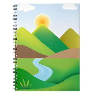 Paysage de Montagne Verte avec Carnet photo Spiral