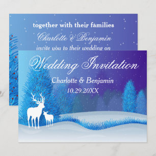 Paysage de neige hivernal bleu élégant Invitation