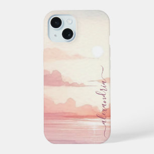 Paysage de nuages à l'aquarelle Ciel rose avec nom