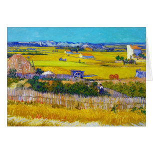 Paysage de récolte avec le chariot bleu Vincent