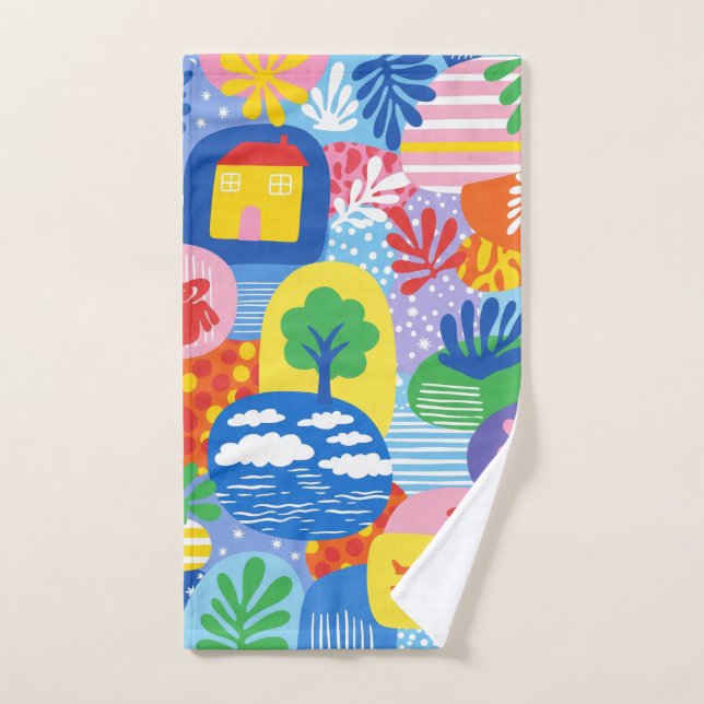 Paysage de rêve vibrant : Monde abstrait fantaisis (Serviette à main)
