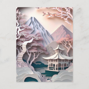 Paysage découpé en papier avec carte postale Pavil