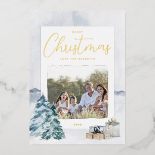 Paysage d'hiver Carte de vacances Foil Photo de No