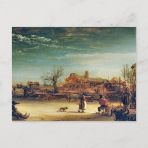 Paysage d'hiver par carte postale Rembrandt