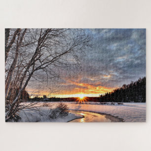 Paysage d'hiver Scène de neige Jigsaw Puzzle