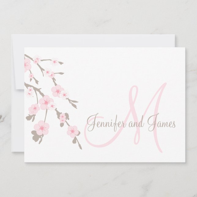 Paysage du Faire-part de mariage en fleurs de ceri (Devant)