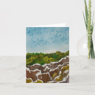 Paysage en techniques mixtes rochers ciel peinture