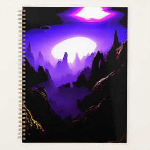 Paysage extraterrestre avec ciel violet