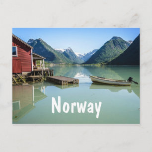 Paysage fjord en Norvège carte postale texte