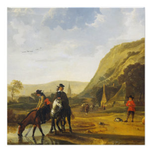 Paysage fluvial avec cavaliers Aelbert Cuyp Poster