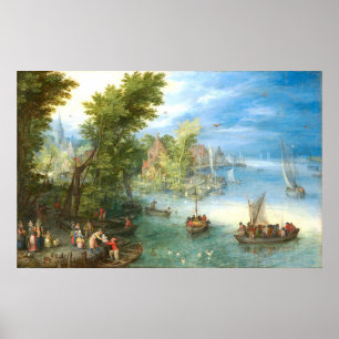 Paysage fluvial - Jan Brueghel Poster d'art