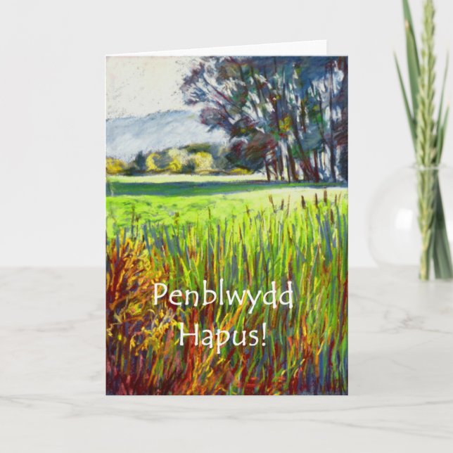Paysage gallois, carte d'anniversaire : Salutation (Devant)