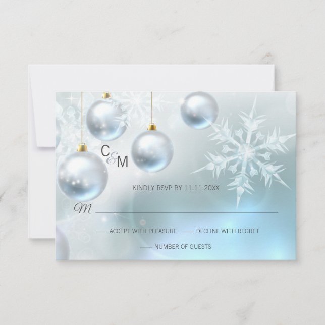 Paysage hivernal merveilleux de mariage RSVP Blue (Devant)