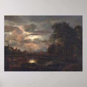 Paysage Lune - van der Neer Poster d'Art