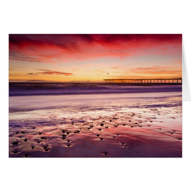 Paysage marin et jetée au coucher du soleil, CA (Devant horizontal)