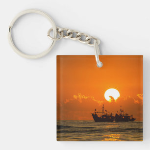 Paysage naturel Coucher de soleil avec bateau-6846
