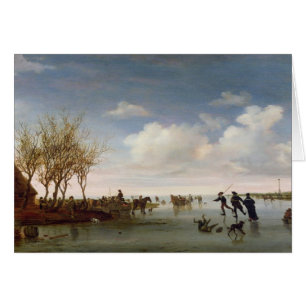 Paysage néerlandais avec des patineurs