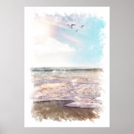 Paysage océanique - Affiche aquarelle