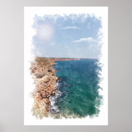 Paysage océanique - Affiche aquarelle