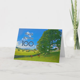 Paysage pastoral peinture 100e carte d'anniversair