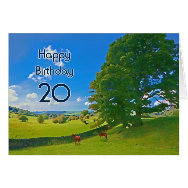 Paysage pastoral peinture 20e carte d'anniversaire (Devant horizontal)