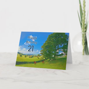 Paysage pastoral peinture 21e carte d'anniversaire