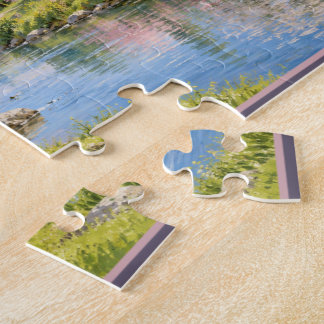 Paysage printanier de la rivière en fleurs Puzzle