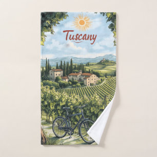 Paysage toscan avec vignobles et un vélo