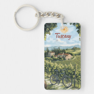 Paysage toscan avec vignobles et une bicyclette