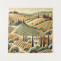 Paysage toscan Imprimer Tapisserie murale