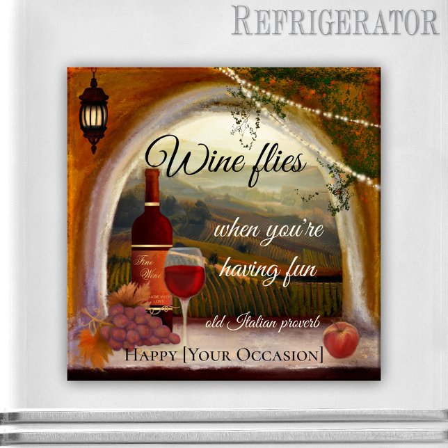 Paysage toscan Italie Art Vin Magnet (Tuscan Italian fine art wine magnet with your own funny quotes)