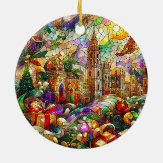 PAYSAGE URBAIN DE NOËL ~ Ornement en céramique ~ L