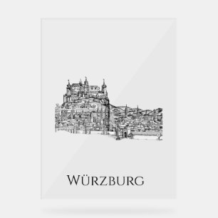 Paysage urbain de Würzburg en Bavière, art linéair