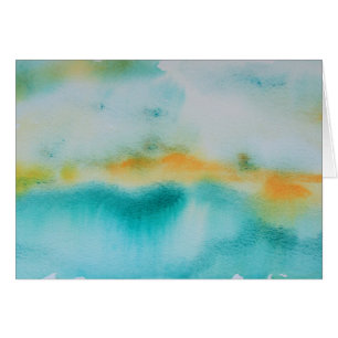 Paysage vert à l'aquarelle à l'horizon orange poli