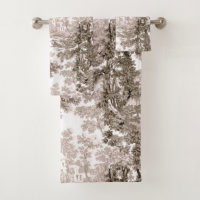 Paysage vintage Cottage Toile Brown & Blanc