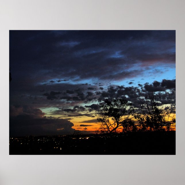 Paysages : Poster en silhouette du coucher de sole (Devant)