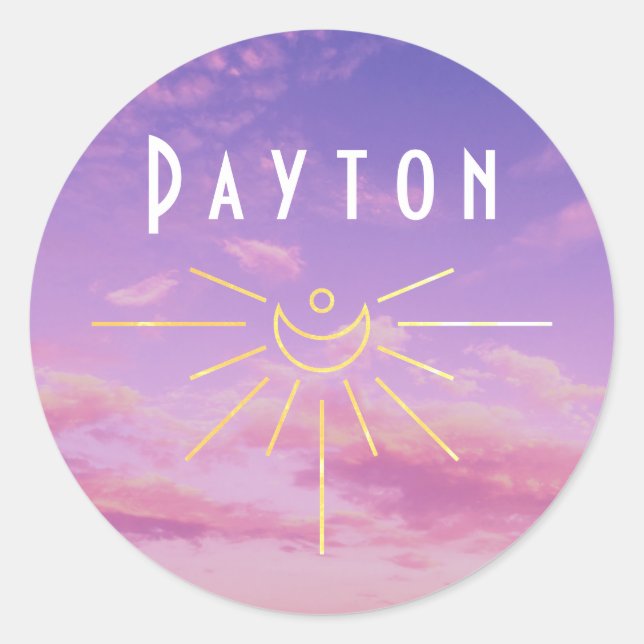 Payton Name Custom Stickers Round Sun Boho Hippie (Vorderseite)