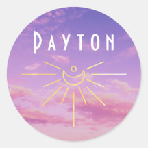 Payton Name Custom Stickers Round Sun Boho Hippie