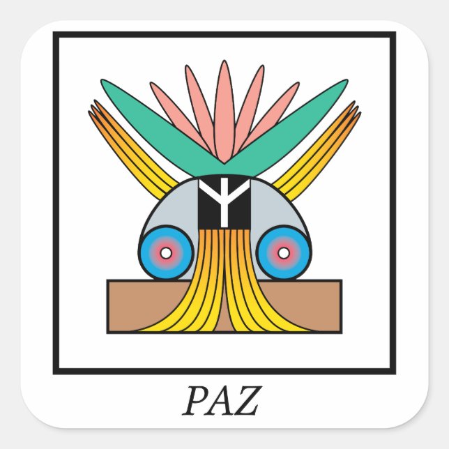 Paz (Friede) Symbol. Plejaren-Symbol für Frieden Quadratischer Aufkleber (Vorderseite)