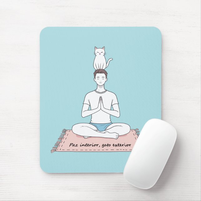 Paz Interior, Gato Exterior Mousepad (Mit Mouse)