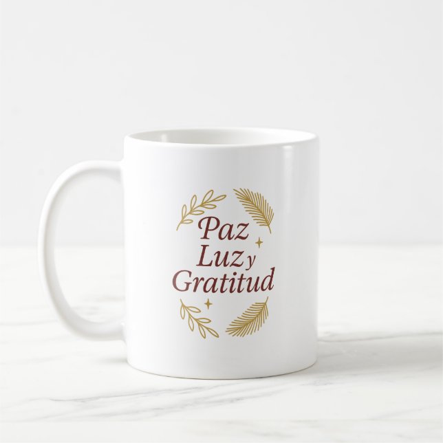 Paz, Luz y Gratitud ✨ | Elegant Christmas Design Kaffeetasse (Links)