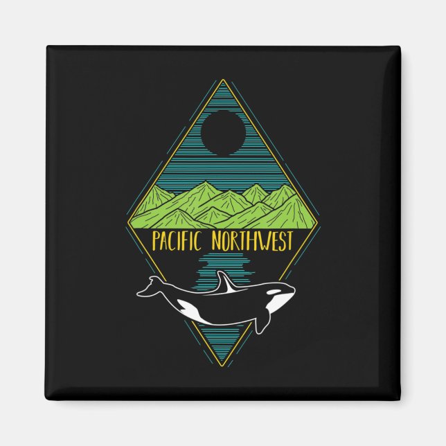 Pazifik Nordwestorca Whale Tree Mountain Ocean P Magnet (Vorne)