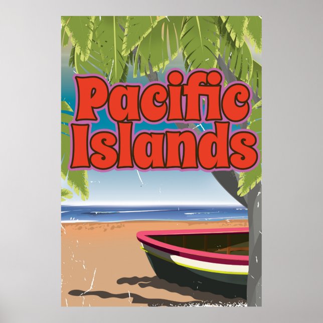 Pazifikinseln Vintage Urlaubskunst Poster (Vorne)